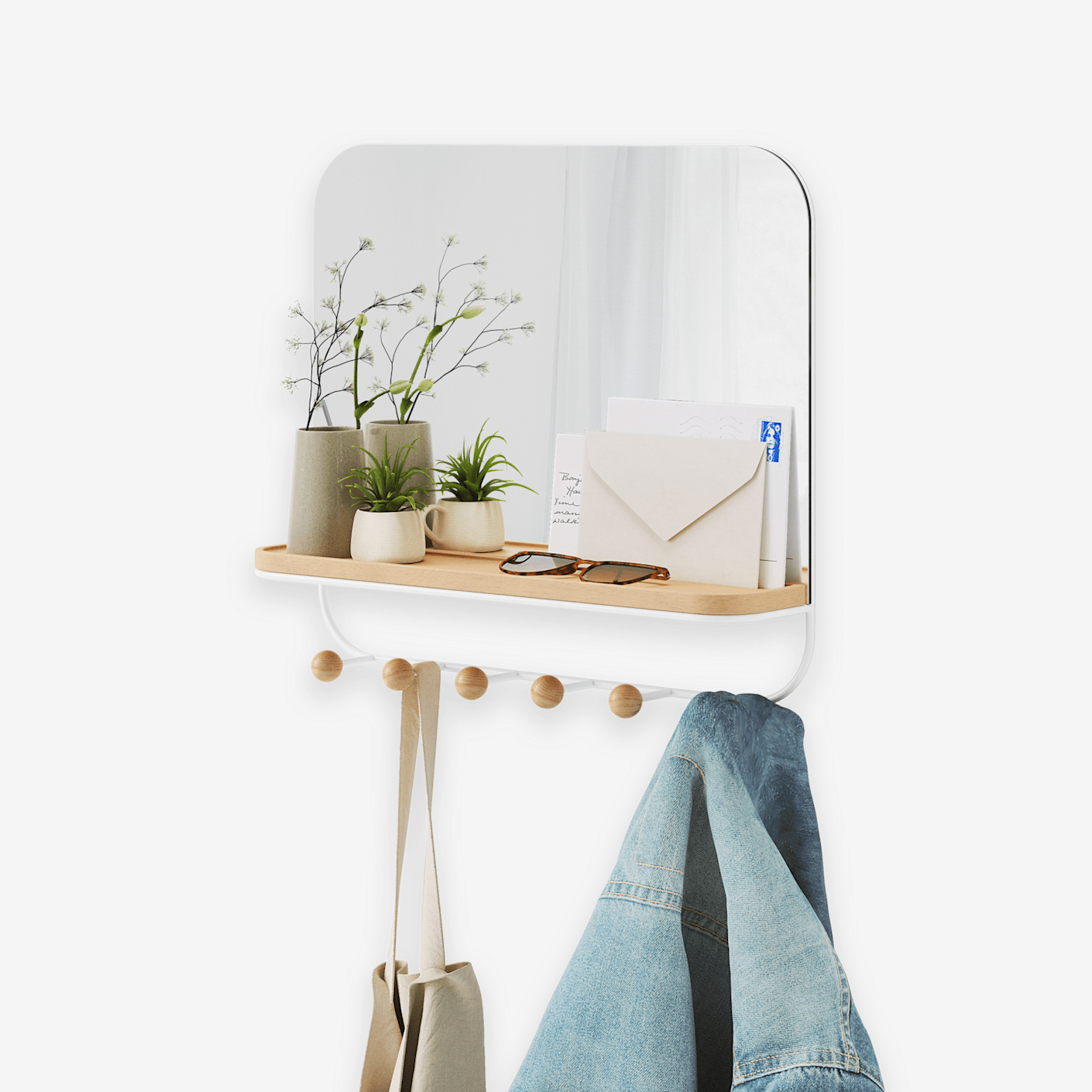 Umbra Entryway Mirror with Hooks Bespoke Post